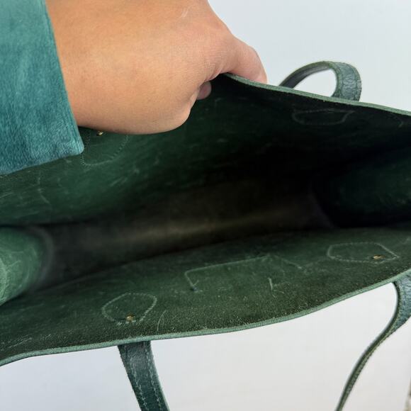 The Cambridge Satchel Company Tote Bag Leather in Racing Green Gold “AK” - Picture 7 of 13